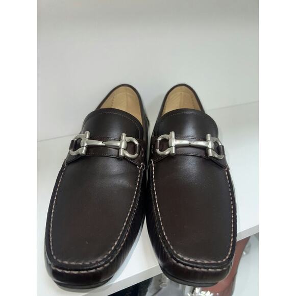 Salvatore Ferragamo Men's Dark Brown Leather Bit Loafers